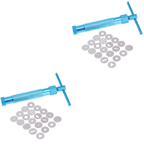 2Stk Polymer Clay Extruder Mit 20 Designs Aluminium Skyblue 2