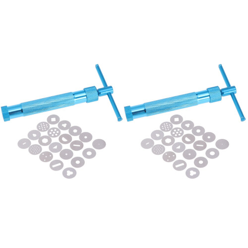 2Stk Polymer Clay Extruder Mit 20 Designs Aluminium Skyblue 1
