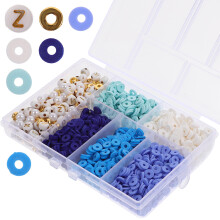 5Sets DIY Armband Kit Blau Mit Fertigen Tonperlen Im Aufbewahrungsetui