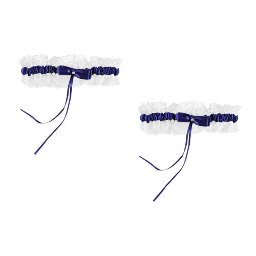2St Premium Blauwe Kanten Beengordels Strik Elastisch Bruid 2