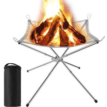 Foyer extérieur en treillis d'acier pour le camping, foyer portable avec pieds en acier amovibles, acier inoxydable écologique, foyer portable pour