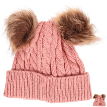 2Stk Gestrickte Kinder Mütze Pink Warm Für Geburtstagsfest
