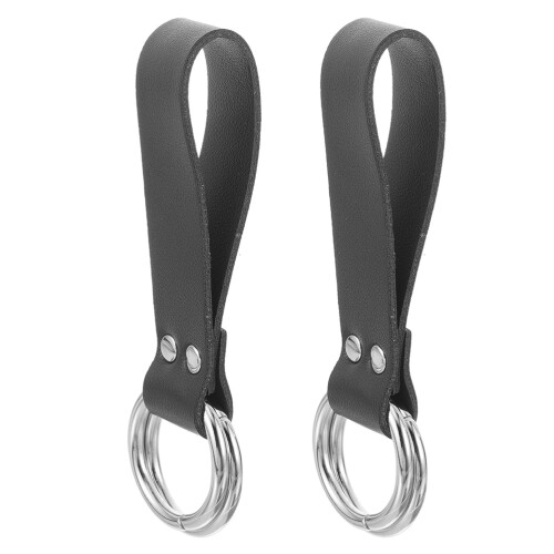 8St Renaissance PU Leren Zwarte Dubbele Ring Clips