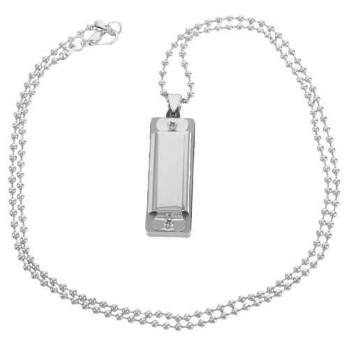 3St Zilveren Harmonica Sieraden Ketting Met Geluidseffect 1