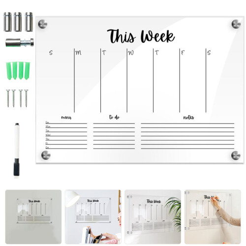 Set Acryl Wandkalender Wisbaar Maandplanner Transparant 2