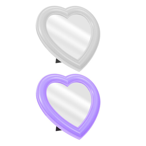 4Pcs Heart Shaped Mirrors Assorted Colors for Wall Or Tabletop Vanity 1