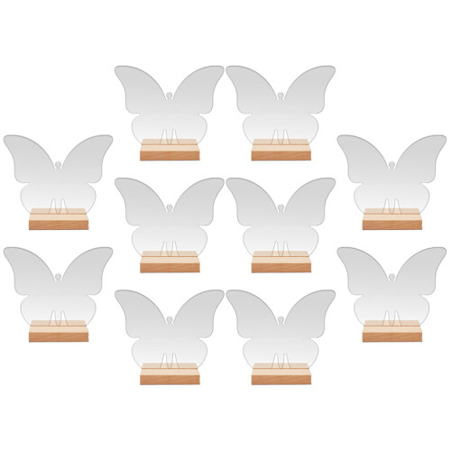 60Stk Transparent Kartenhalter Holz Für Hochzeitsparty 1