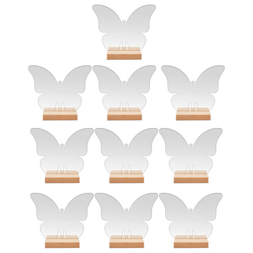 60Stk Transparent Kartenhalter Holz Für Hochzeitsparty 2