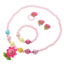 8Stk Pinkes Sonnenblumen Schmuckset Kinder Halskette Armband Ohrringe