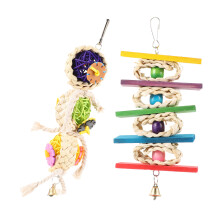 4Pcs Safe Rattan Bird Bite Toys Assorted Colors Parrot Cage Playthings