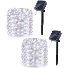 Outdoor Solar Lights, 8 Modes Solar Fairy Lights with Flexible and Bendable Design, Low Heat LED String Lights for Garden Courtyard Decor, Waterproof