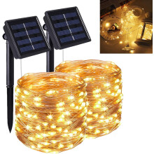 Ilumine sua vida com este conjunto de luzes solares de cordão com fio de cobre flexível, diferentes modos de iluminação para decoração interna