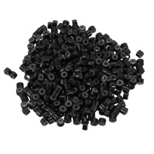 500 PeçAs Preto 5Mm Forrado de Silicone Micro-Anel Grânulos para InstalaçãO de ExtensãO de Cabelo e Penas