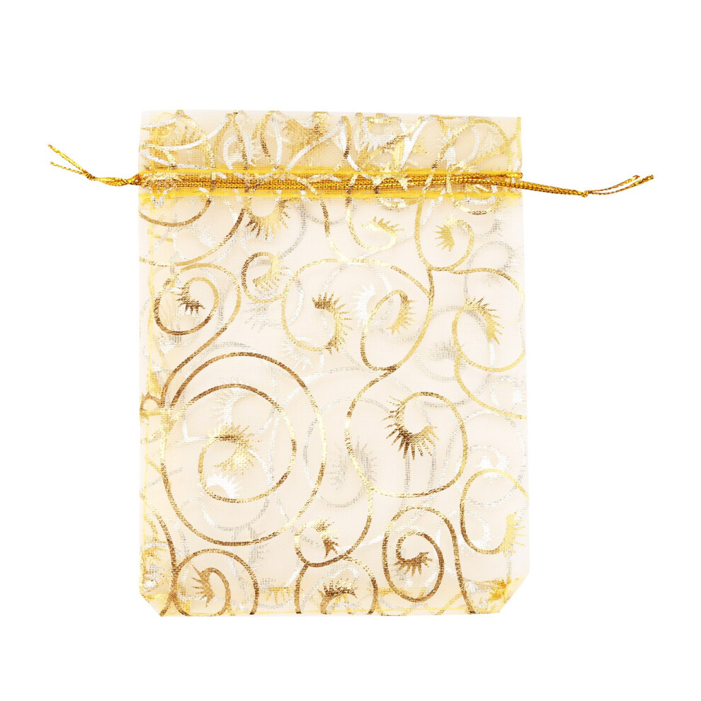 100Pcs Champagne Eyelash Organza Drawstring Pouches Jewelry Party Wedding Favor Gift Bags 3.5"X4.3" Exogio
