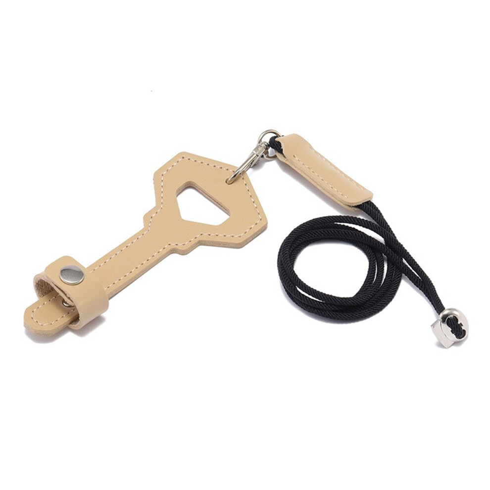 Fashionable Leather Cord Necklace Leather Texture-Beige