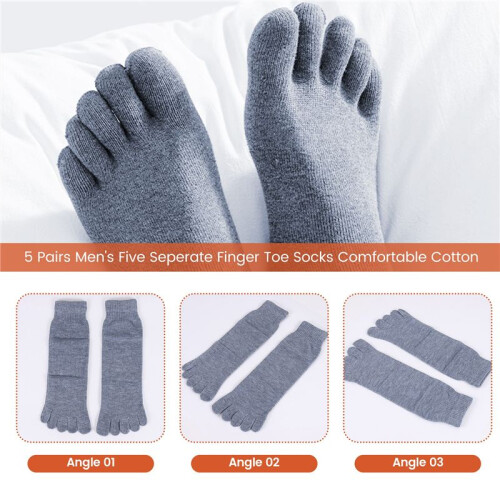 5 Pairs Men's Five Seperate Finger Toe Socks Comfortable Cotton 2