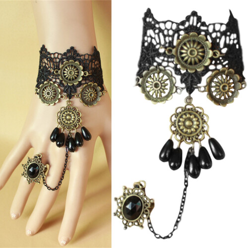 1pair Adjustable Black Laces Harness Bracelet Unique Style-1 1