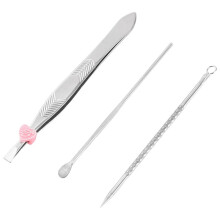 3-In-1 Earpick Comedones Stick Wenkbrauwpincet Cosmetische Gereedschapsset