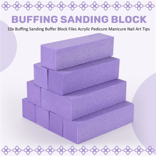 10x Buffing Sanding Buffer Block Files Acrylic Pedicure Manicure Nail Art Tips (Color: ) 1