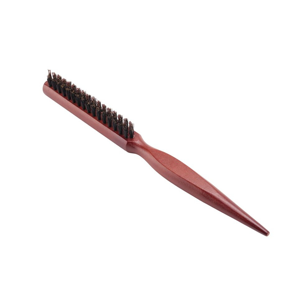 Wood Handle Natural Boar Bristle Hair Brush Fluffy Comb Hairdressing Barber Wood-color