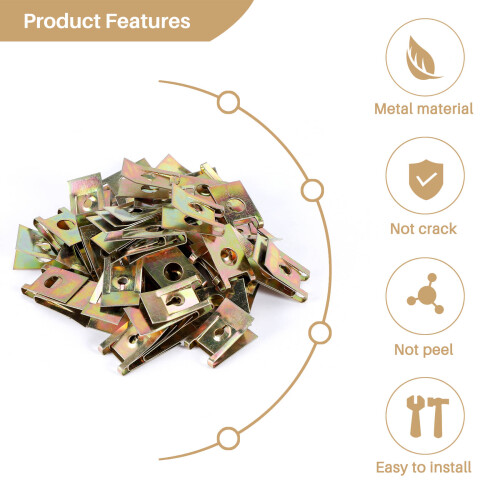 50pcs Bronze Tone Spring Metal Car Door Panel Spire Screw U-Type Clips 2