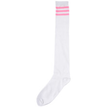 1pair Womens Athlete Thin Stripes Solid Thigh Highs Tights over Knee Socks White W