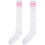1pair Womens Athlete Thin Stripes Solid Thigh Highs Tights over Knee Socks White W 2