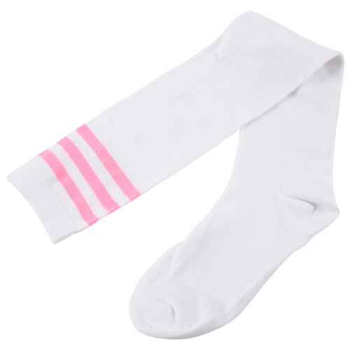 1pair Womens Athlete Thin Stripes Solid Thigh Highs Tights over Knee Socks White W 1