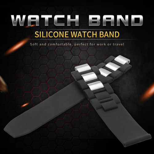 20mm Silicone Strap Watch Band For Chronoscaph Autoscaph 21 Band, Black 1