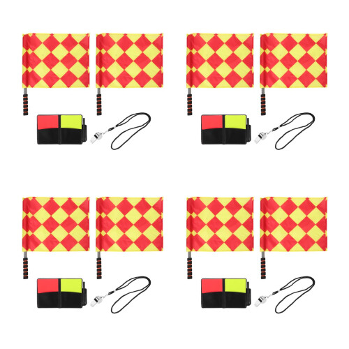 4Sets Voetbalscheidsrechter Kit Flags Rood PVC Set 2