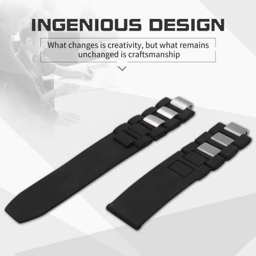 20mm Silicone Strap Watch Band For Chronoscaph Autoscaph 21 Band, Black 2