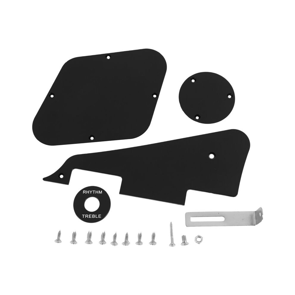 1Set Pickguard /Cavity / Covers/Pickup Selector Plate /Bracket/Screws For Lp Guitar Style Black Exogio