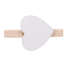 Small  Pinces À Linge En Bois / Pinces Décoratives Avec Coeurs, Blanc