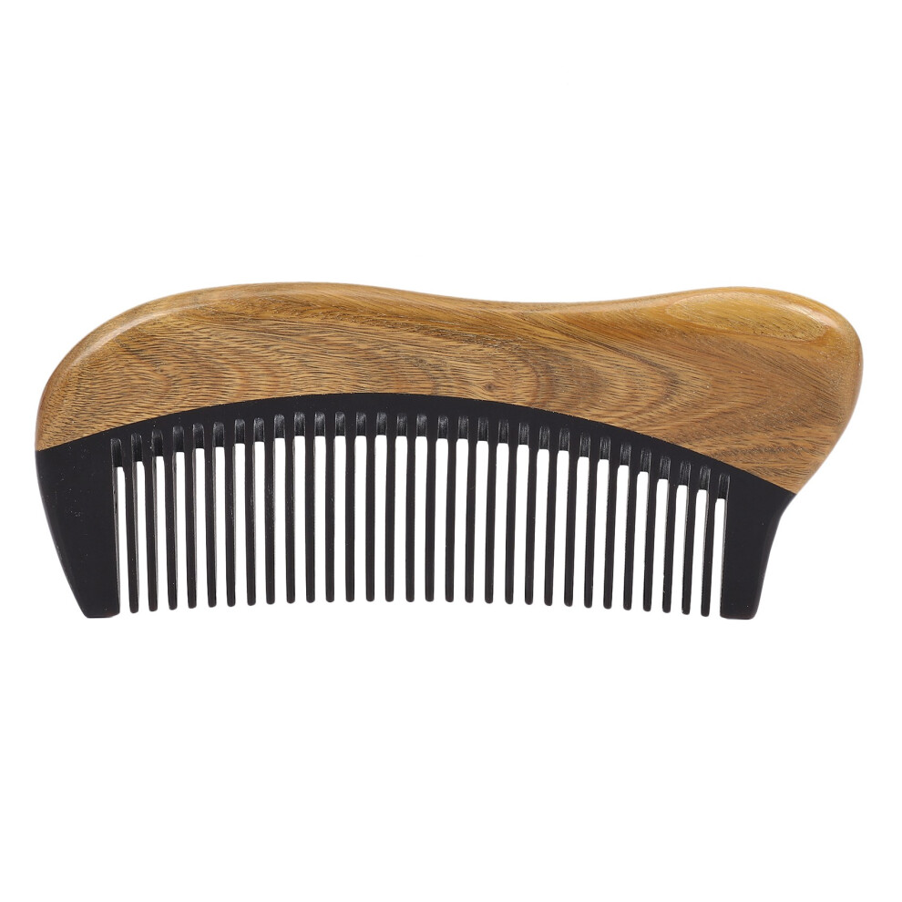 Green/Black Natural Sandalwood Hair Comb - No Static Wooden Fine Tooth Horn Comb ( Sandalwood)
