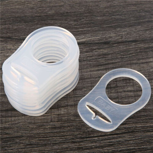 10 Pcs Button Silicone Ring Mam Pacifier Holder Mannequin Clip Adapter Transparent 2