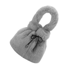 2Stk Flauschige Damen Schultertasche Plüsch Coin Bag Grau Praktisch