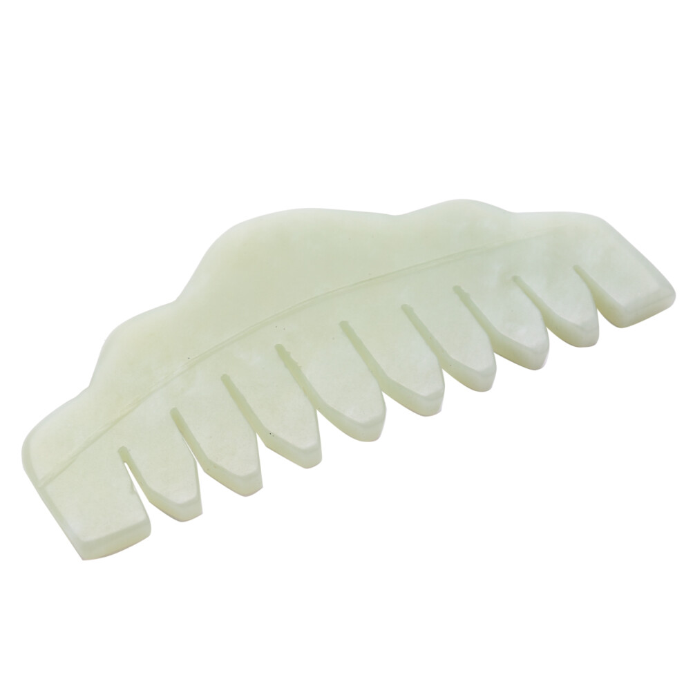 Unisex White Traditional Nature Jade Comb Massage Spa Acupuncture Therapy Trigger Point Treatment Gua Sha Board