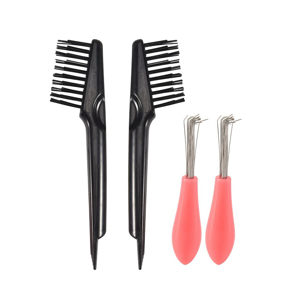 Black 4Pcs Hair Brush Cleaning Tool Comb Cleaning Hairbrush Hair Brush Cleaner Rake For Removing Dirt Home And Salon Use