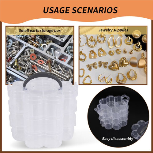 3-Tier Clear Plastic Stackable Organiser Storage Hobby  Box Container Jewellery Case - Clear 2