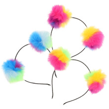 3Stk Pompom Headband Irisierend Flauschig Bunt