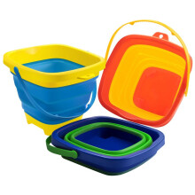 3PCS Foldable Bucket Foldable Pail Bucket Sand Buckets Silicone Collapsible Bucket for Kids Beach Camping 2L
