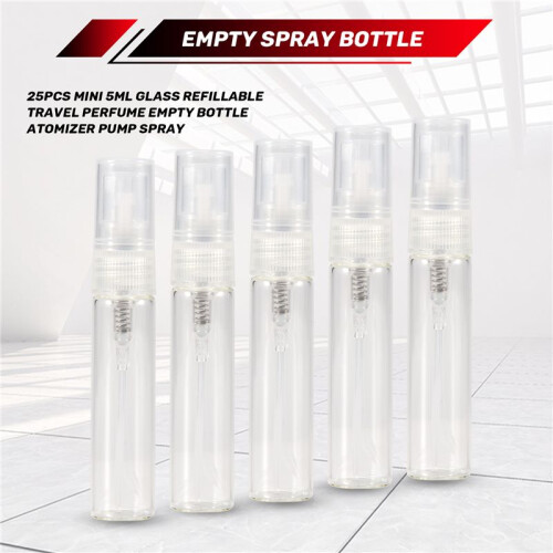 25Pcs  5Ml Glass Refillable Travel Perfume Empty Bottle Atomizer Pump Spray 1