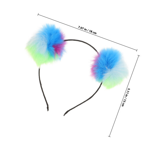 3Stk Pompom Headband Irisierend Flauschig Bunt 1