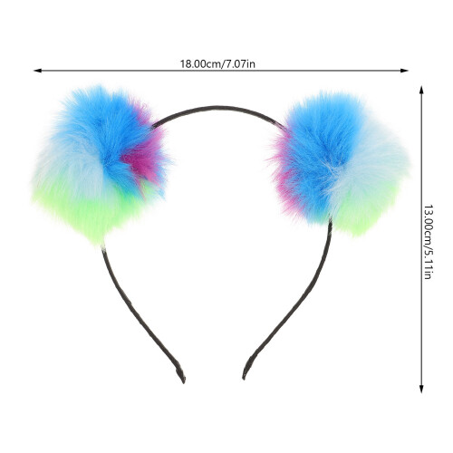 3Stk Pompom Headband Irisierend Flauschig Bunt 2