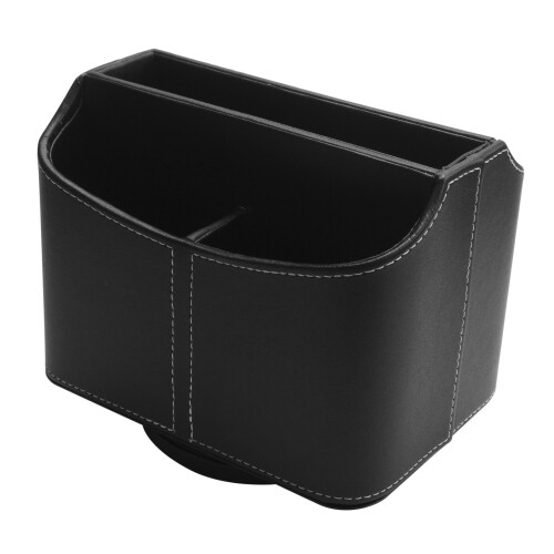 Leather Remote Control Holder,360 Degree  Desk TV Remote Caddy,Bedside Table Organizer for Controller,Media,Mail 2