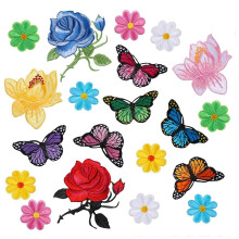 20 StüCke Blumen Schmetterling AufbüGeln AufnäHer AufnäHen Stickerei Applikation Flicken für Kunsthandwerk DIY Dekor,Jeans,Jacken,Taschen