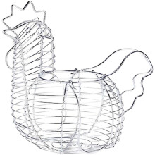 EierköRbe Aus Metalldraht für Eier, Eierhalter im HüHnerform, Rustikale Runde KöRbe zum Sammeln Von Eiern mit Griff