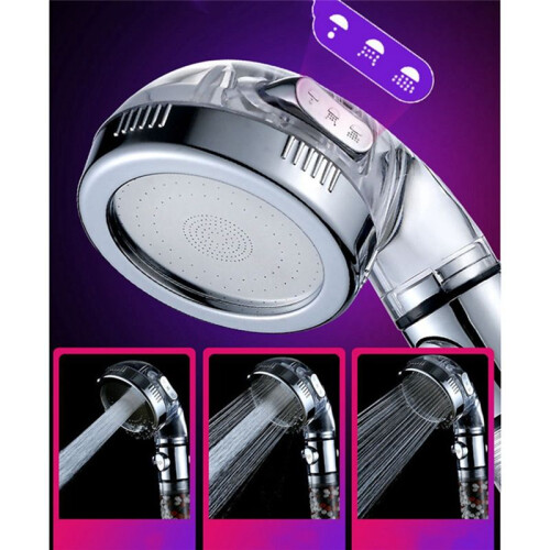 2Pcs Shower  with Beads Filter Pressure Boosting Shower  Spray with 3 Modes Water Saving Bathing for Home 2