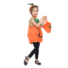 Fancy Dress Halloween Costume for Kids Girls Pumpkin Costume Children Dress Clothing Set with Headband Pumpkin Bag 140cm