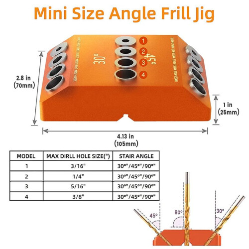 Drill Guide 30 45 90 Degree Angle 4 Size Hole Lag 2
